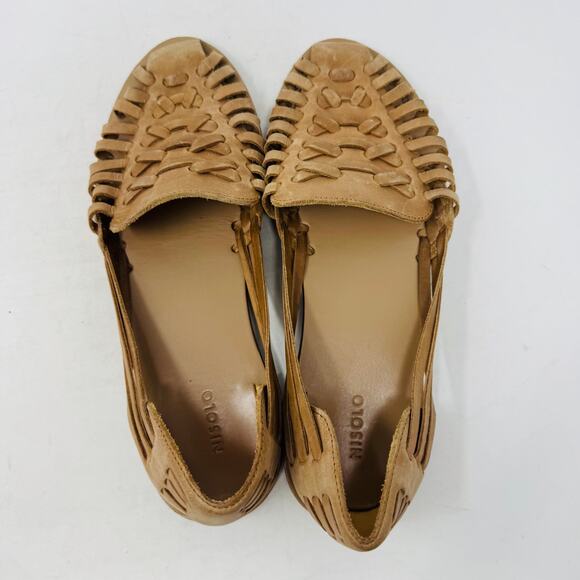Nisolo Tan Leather Huarache Sandals Size 10 Woven Flats Boho Chic Natural - Picture 7 of 10